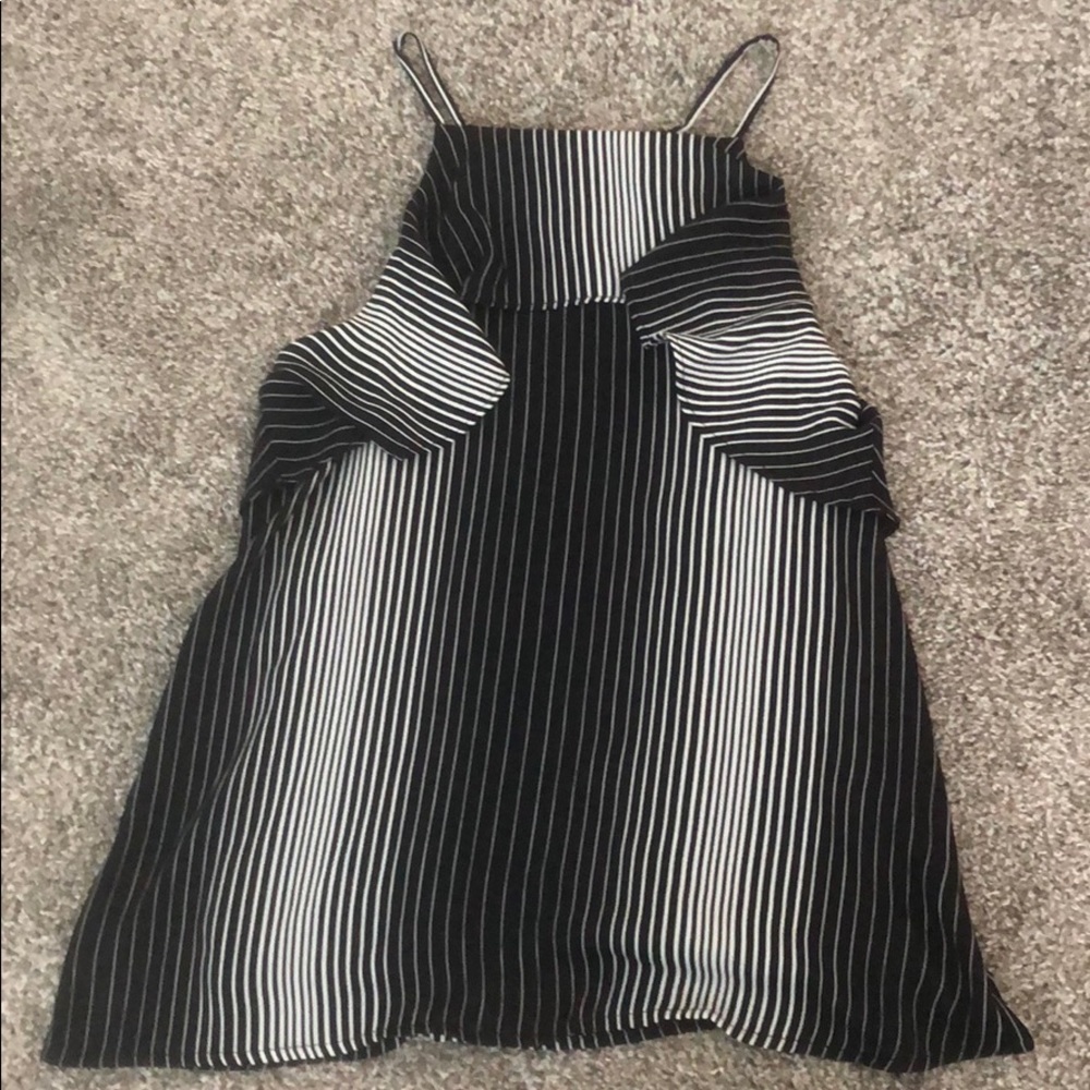 striped tank top with ruffle